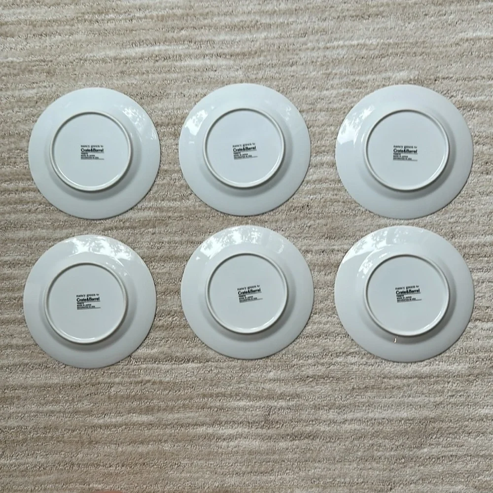 Crate & Barrel Tidbits Set of 6 Appetizer Plates 6½